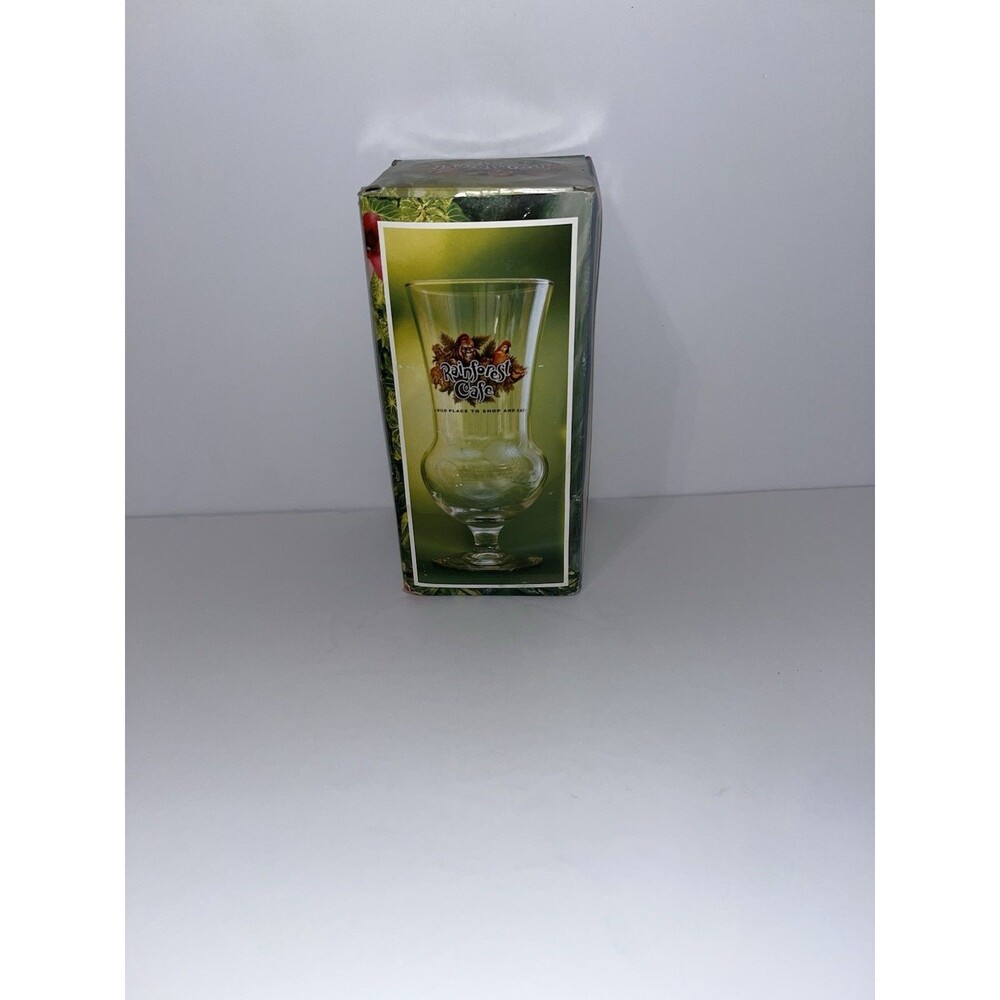 Rainforest Cafe San Antonio Riverwalk Souvenir Glass Hurricane Goblet w/ Origina